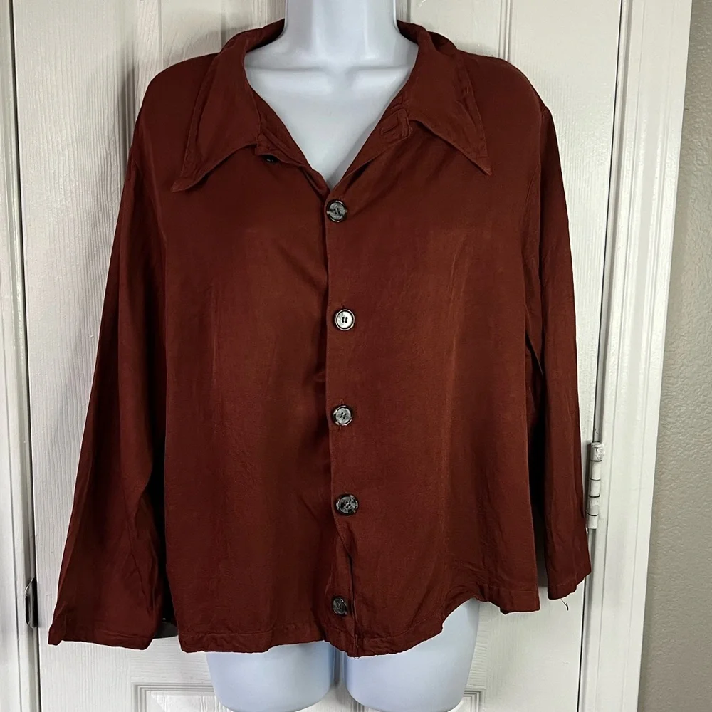 CP Shades top, button up size medium burnt orange color - Picture 1 of 8
